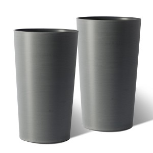 Gulches 58 Qt Gray Polypropylene Matte Planter with UV Crack Resistant Features Indoor Outdoor (12x12x21 in) 2-Pack - 1 of 4