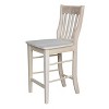 International Concepts 23.82" Cafe Counter Height Barstool Unfinished: Hardwood Frame, Slat Back - 4 of 4