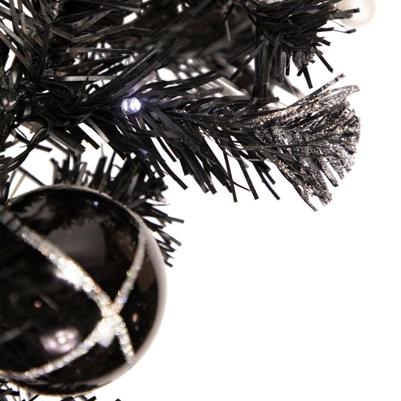Northlight Pre-Lit Battery Operated Black Pine Artificial Christmas Garland - 9' x 6" -  Cool White LED Lights, 4 of 5