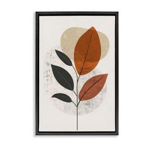 Stupell Industries Autumnal Neutral Leaves Black Framed Floater Canvas Wall Art - 1 of 4