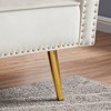 Velvet Tufted Sofa Bed with Nailhead Trim, 2 Pillows and Gold Metal Legs for Living Room - 2 of 4