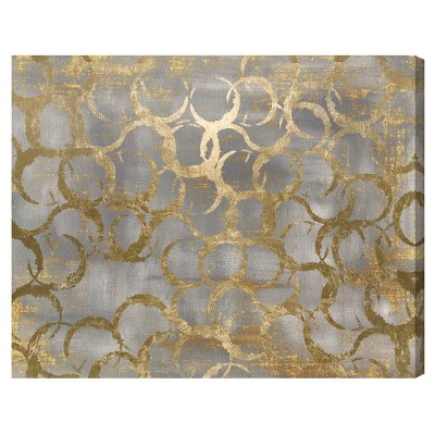 28" x 24" Old Coins Abstract Unframed Canvas Wall Art in Gold - Unbranded