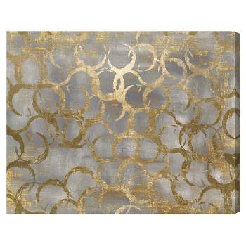 28" x 24" Old Coins Abstract Unframed Canvas Wall Art in Gold - Unbranded