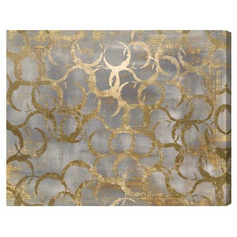 28" x 24" Old Coins Abstract Unframed Canvas Wall Art in Gold - Unbranded - image 1 of 3