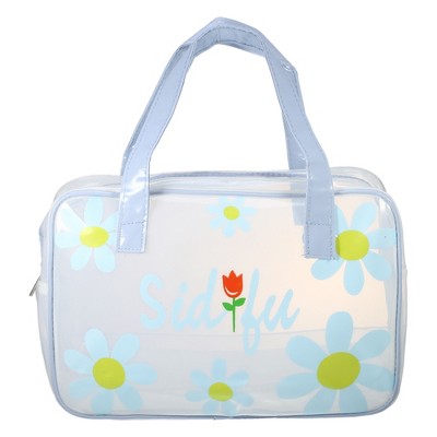 Unique Bargains Women's Square Cosmetic Bag Blue 1 Pc