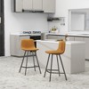 LeisureMod Elland Leather Bar Stool – Modern Counter Height Stool with Black Stainless Steel Legs for Kitchen Island or Home Bar Set of 2 - 3 of 4