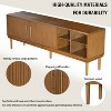Stylish TV Stand with Vertical Striped Doors, Sliding Door Design,Space-Saving TV Console or Side Cabinet, Solid Wood Legs,Max TV Size 70-79" - 3 of 4