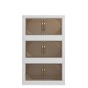 INFURNIC Decorative Storage Cabinets 21.6 Inch 3-Tier Foldable Storage Box with Clear Doors for Easy Access, Beige, 21.65"*12.99"*35.43" - 3 of 4