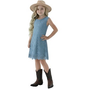 2Bunnies Girls' Boho Rustic Garden Lace Flower Girl Dress - 1 of 4