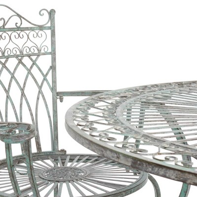 Thessaly Antique Green Iron 5-Piece Outdoor Dining Set