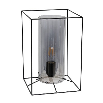 Large Framed Table Lamp with Cylinder Glass Shade Smoke - Lalia Home