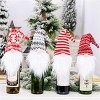 Hachikiko 4 Pcs Christmas Knitted Gnome Wine Bottle Covers - Reusable Polyester Tomte Swedish Gnomes Wine Toppers for Holiday Party - 2 of 4
