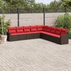 vidaXL 9 Piece Patio Sofa Set with Cushions Poly Rattan - Brown and Red Without Table - 2 of 4