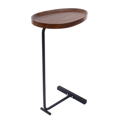 YIYIBYUS Small Side End Table C Table Narrow Round Bed Sofa Couch Coffee Dinner Table-Black Stand