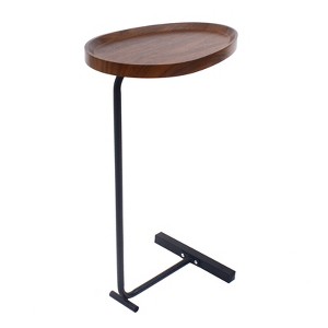 YIYIBYUS Small Side End Table C Table Narrow Round Bed Sofa Couch Coffee Dinner Table-Black Stand - 1 of 4
