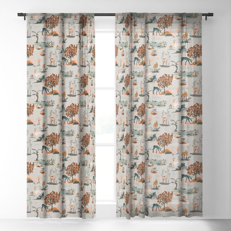 The Whiskey Ginger Cute Playful Animal Pattern I Single Panel Sheer Window Curtain - Society6, 2 of 7
