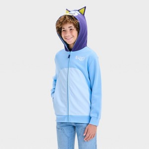Boys' Bluey Character Hooded Sweatshirt - Light Blue - 1 of 4