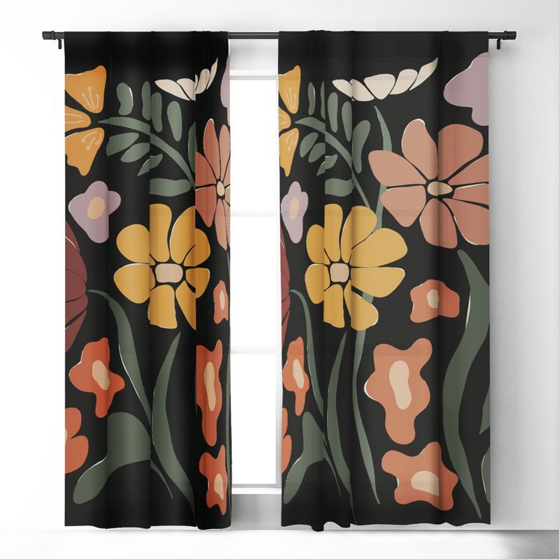 Miho TROPICAL floral night 84" x 50" Single Panel Blackout Window Curtain - Deny Designs, 2 of 5
