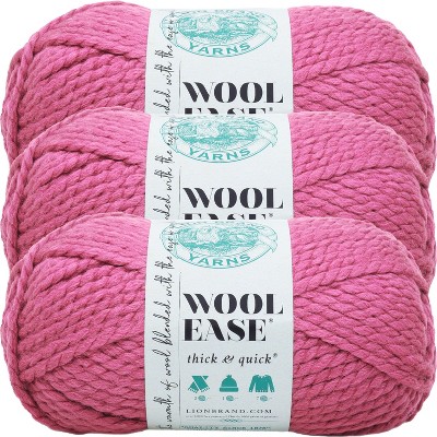 (3 Pack) Lion Brand Wool-Ease Thick & Quick Yarn - Raspberry