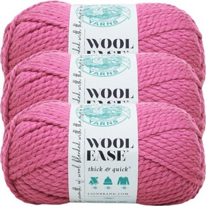 (3 Pack) Lion Brand Wool-Ease Thick & Quick Yarn - Raspberry - 1 of 3
