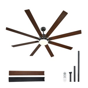 VEVOR 72 Inch Ceiling Fan with Light, 6-Speed Remote Control, Dimmable 3-Color Temperature, Reversible DC Motor, Modern Low Profile Flush Mount Fan - 1 of 4