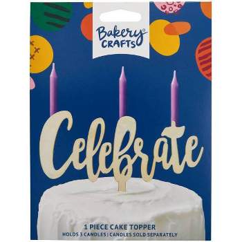 Bakery Crafts Celebrate Gold Candle Holder Cake Topper