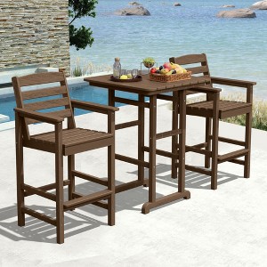 Hyleory 3-Piece HDPE Outdoor Patio Bar Set with Bar Stools - 1 of 4