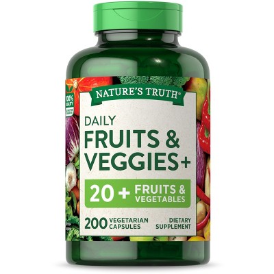 NAture's Truth Fruit and Veggies Supplement | 200 Vegetarian Capsules | 20+ Fruits & Vegetables