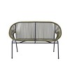 Outdoor PE Rattan Loveseat with Metal Frame,Patio Basket Loveseat with Hammock Weave,Wicker Loveseat for Garden or Backyard-Cuddlewood - 3 of 4