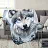 Lomsoe Wolf Pattern Blanket - Flannel Throw Suitable for Sofa, Bed, Travel, Camping, Living Room, Office - Comfortable All Seasons. - 4 of 4