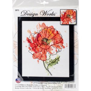Design Works Counted Cross Stitch Kit 5"X7"-Peach Floral - 1 of 2