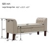 Aoibox Upholstered Storage Bench with Arms Ottoman for Bedroom, Living Room & Entryway, Khaki, Comfortable Tufted Seat - 3 of 4