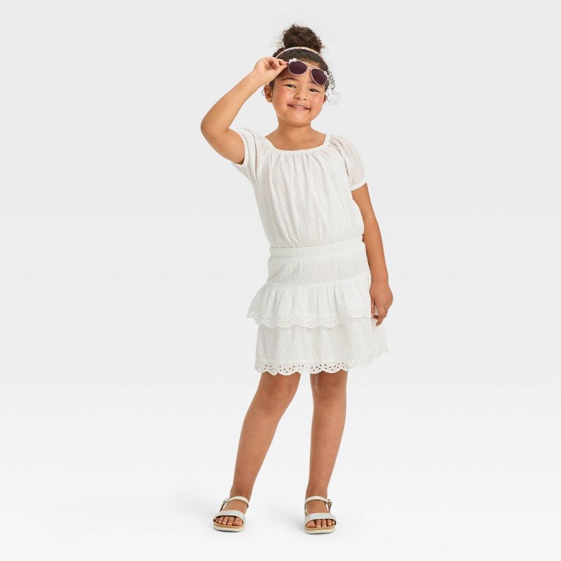 Girls&#39; Tiered Woven Pull-On Skirt - Cat &#38; Jack&#8482; White, 4 of 5