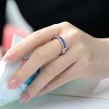 Guili Sterling Silver Rhodium-Plated Band Ring with Sapphire Cubic Zirconia, Elegant and Timeless, Perfect for Any Occasion, Sizes 6-8. - 3 of 3