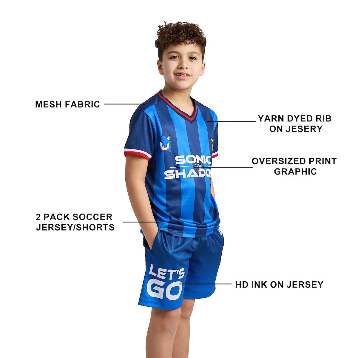 Sonic The Hedgehog Sonic & Shadow Boy's 2-Pack Soccer Jersey & Shorts Combo Set - thumbnail 3