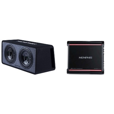 Memphis Audio PRXE12D1 Dual 12” Power Reference Series Loaded Enclosure 1-Ohm with SRX600.1V Mono 600 Watt Amplifier