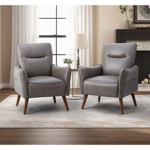 Set of 2 Alzira Vegan Leather Armchair with Tufted Back | KARAT HOME - 1 of 4