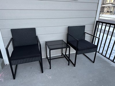 Costway 3pcs Patio Furniture Set Heavy Duty Cushioned Wicker Rattan ...