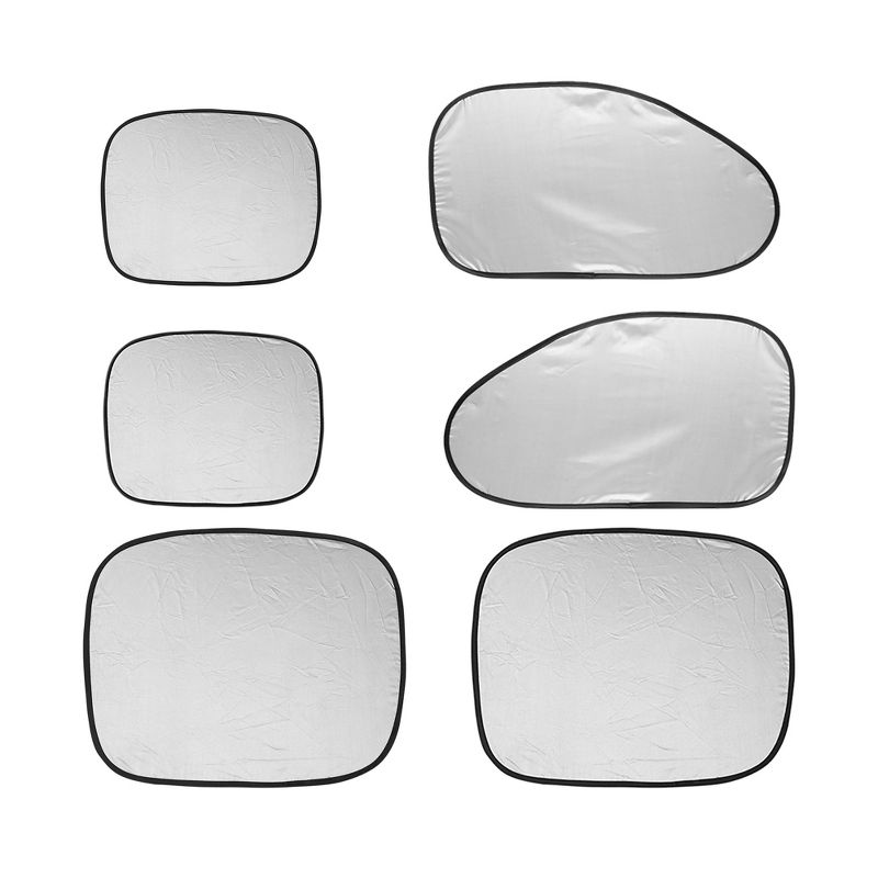 Unique Bargains 6 In 1 Car Rear Side Window Sun Shade Shield Anti-UV Cover Silver Tone 23.6"x19.7", 1 of 8