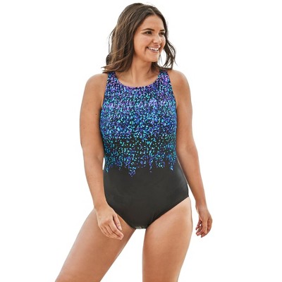 Swim 365 Women's Plus Size One-piece Tank Swimsuit With Adjustable