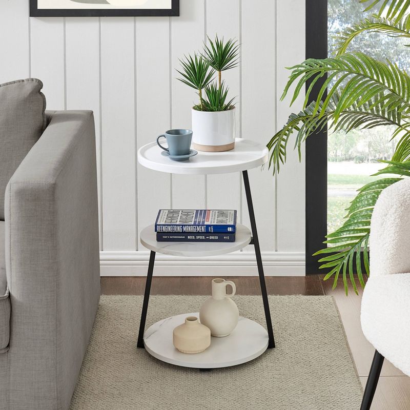 Danya B. 24"x16.6" Skylar Round 3 Tier Mid-Century Side Accent Table with Modern Pedestal Legs
, 2 of 15
