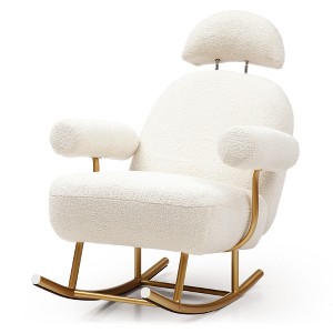 Yinvani Beige Modern Baby Rocking Chair, Armchair For Nursery, Bedroom, Living Room & Office - 1 of 4