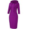 Women's 3/4 Sleeve Hooded Sweatshirt Dress, Pullover Bodycon Midi Dress with Pockets - 4 of 4