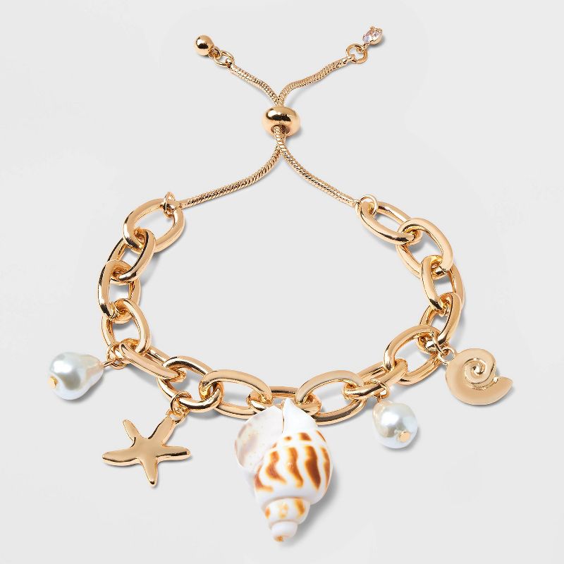 Pearl Seaside Shell Charm Bracelet - A New Day&#8482; Gold, 1 of 6
