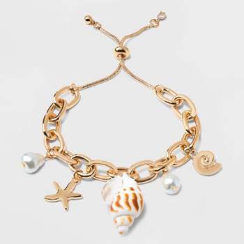 Pearl Seaside Shell Charm Bracelet - A New Day™ Gold