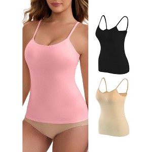 INSPIRE CHIC Women's Modal Adjustable Spaghetti Straps Padded Slimming Round Neck Casual Camisoles - 1 of 4