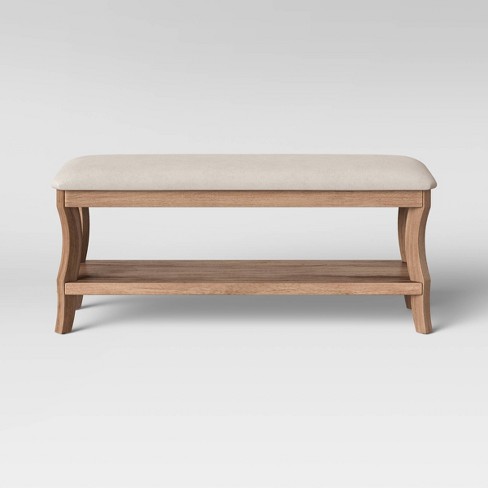 Shelburne Wood End Of Bed Bench With Cushion Brown Threshold