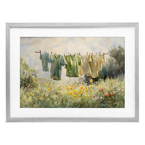 Stupell Industries Wildflower & Backyard Laundry Framed Print Under Glass Art - 1 of 4