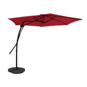 Mondawe 10 ft. Square Cantilever Outdoor Market Umbrella 360-Degree Swivel With Base Stand Included - 1 of 4