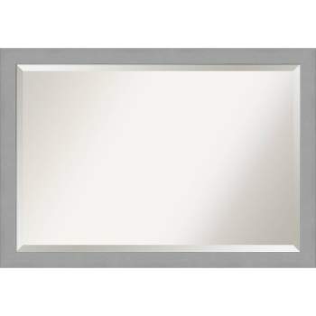 40" x 28" Brushed Nickel Framed Wall Mirror Silver - Amanti Art